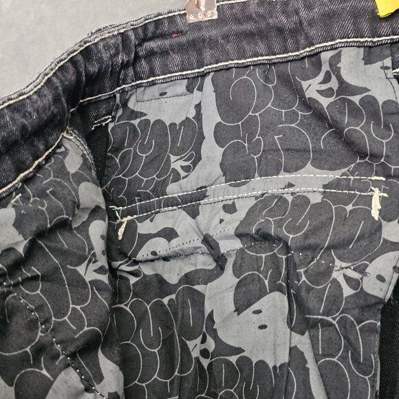 Empyre Men’s Super Baggy Long Denim Cargo Shorts Jeans Size 36 Y2K Skater Grunge - Picture 10 of 10